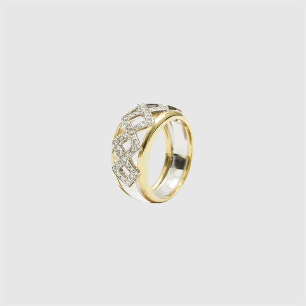 White and Yellow Gold band ring