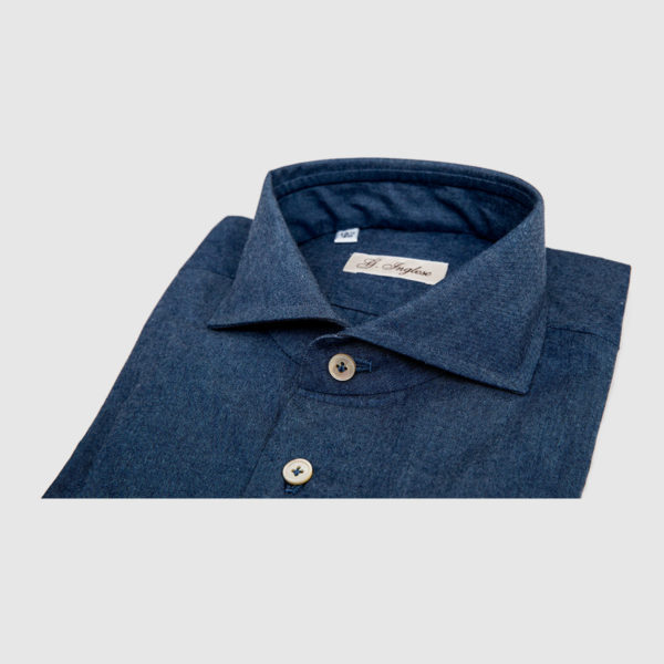 Denim shirt with a French collar