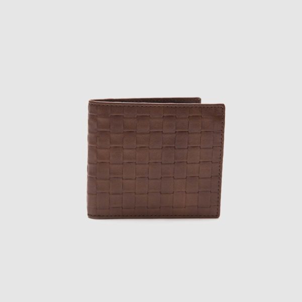 Leather wallet with woven print