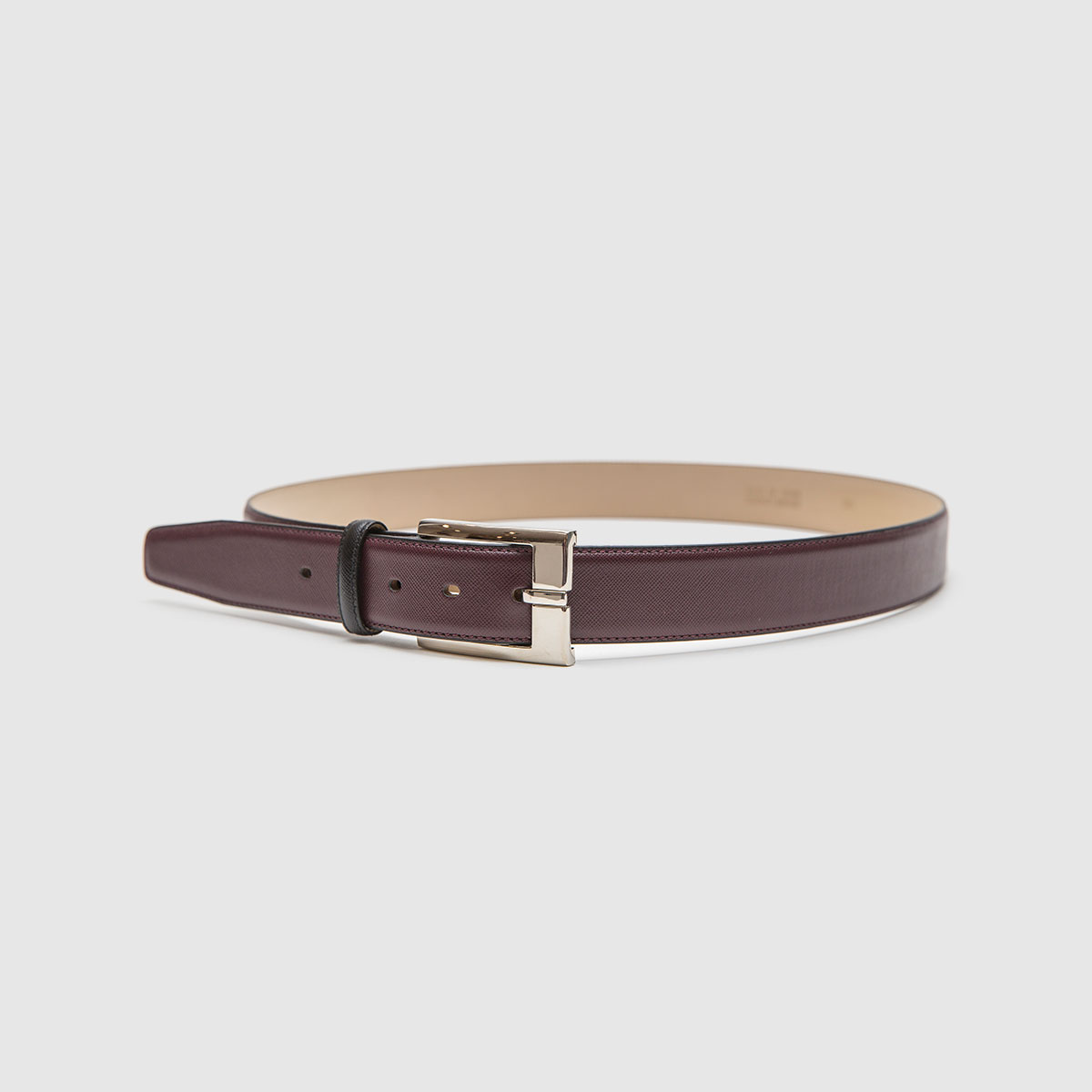 Brown saffiano calfskin belt