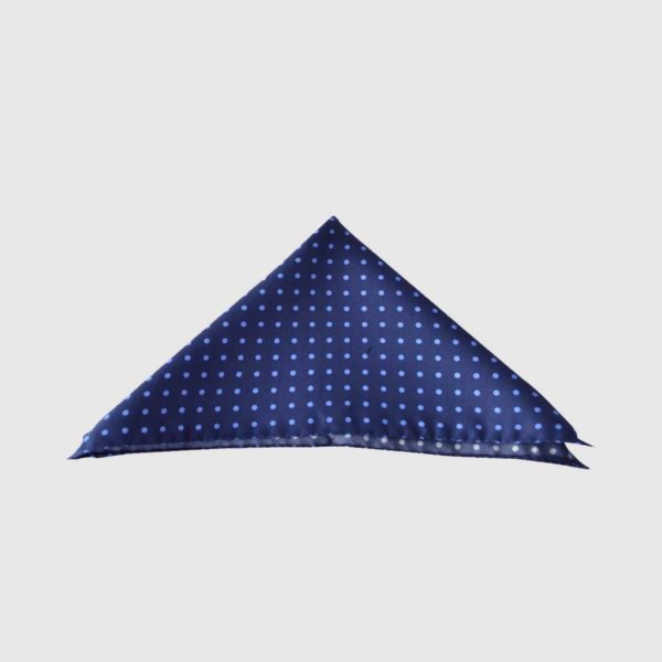 Blue dot silk pocket square