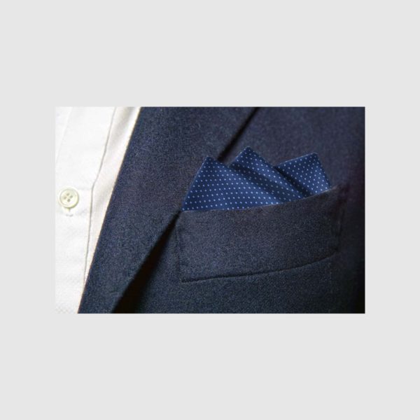 Blue dot silk pocket square