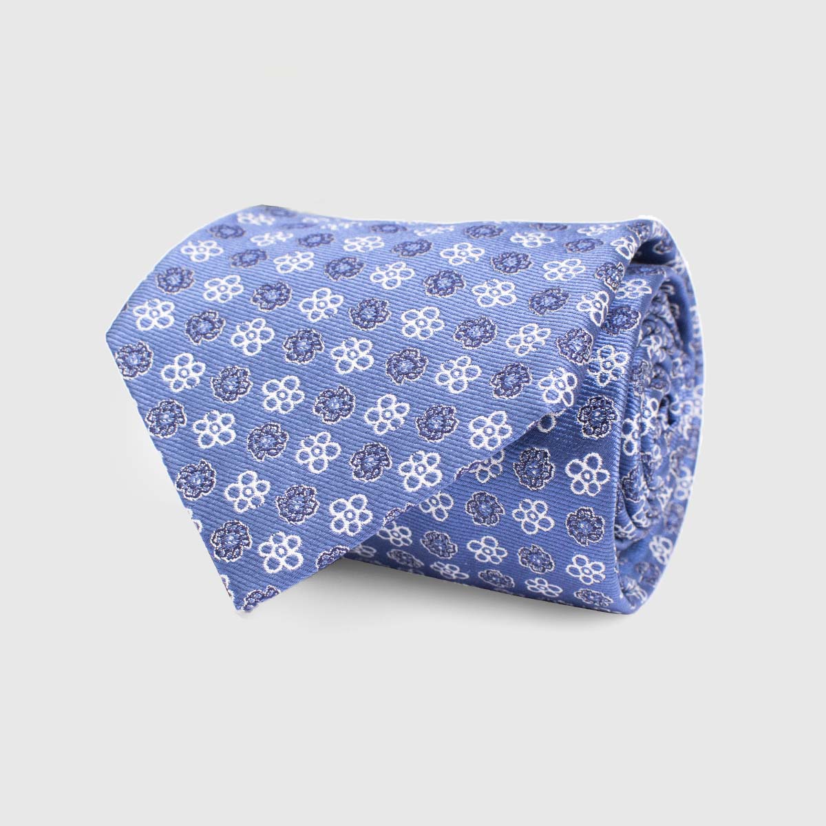 Blue 5-Folds Tie with floral print