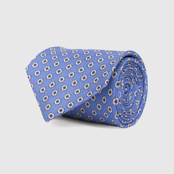 Cravatta 5 pieghe con fiori geometrici