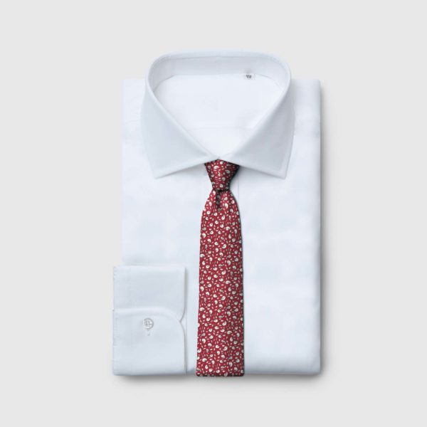Red background 5-Fold Tie with micromotiv birds