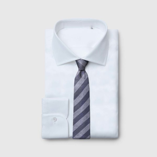 Cravatta 5 Pieghe tessuta a righe fondo grigio