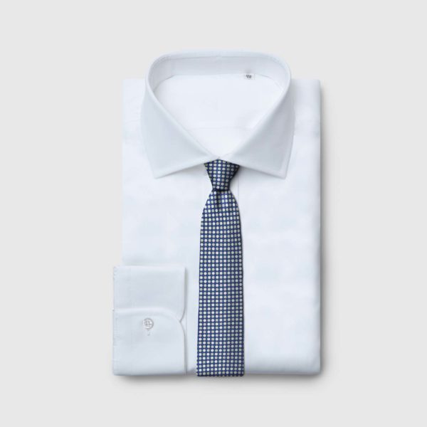 5 Fold blue Tie with green and white flowers
