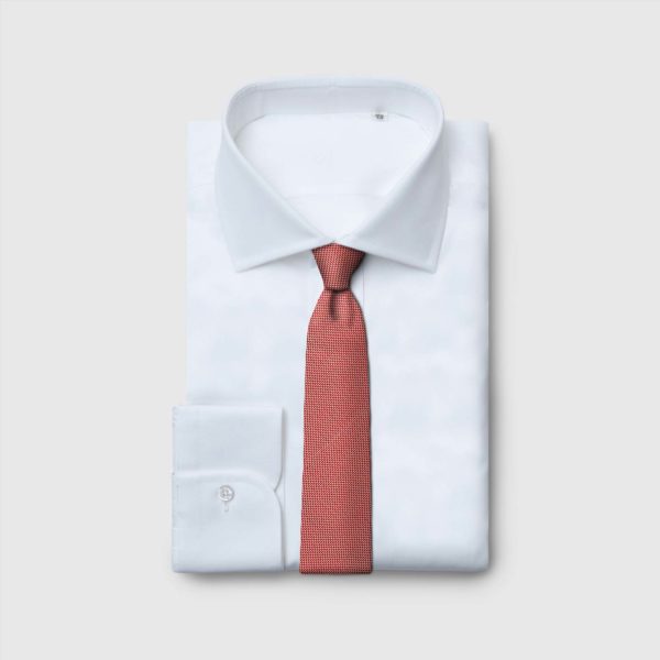 5 Fold Tie with white and red micro-pattern