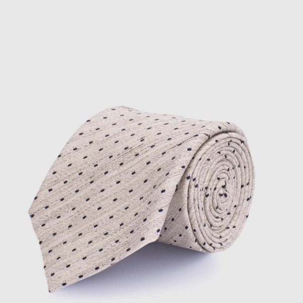 5 Fold beige tie with blue patterns