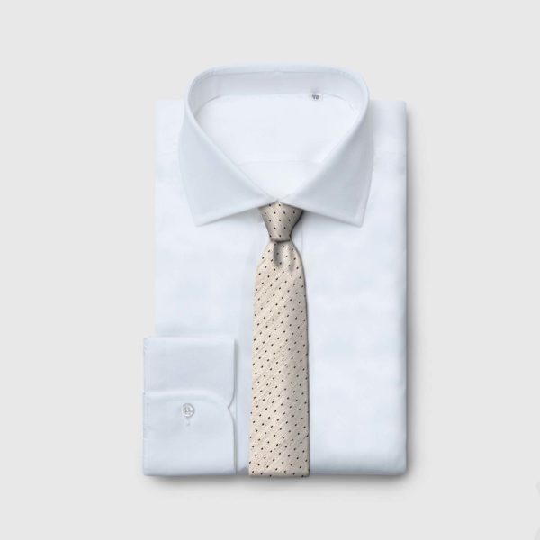 5 Fold beige tie with blue patterns