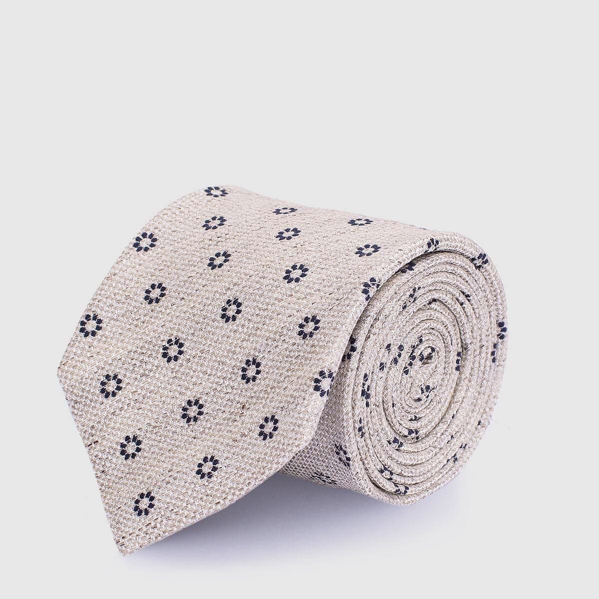 5 Fold beige tie with blue dots