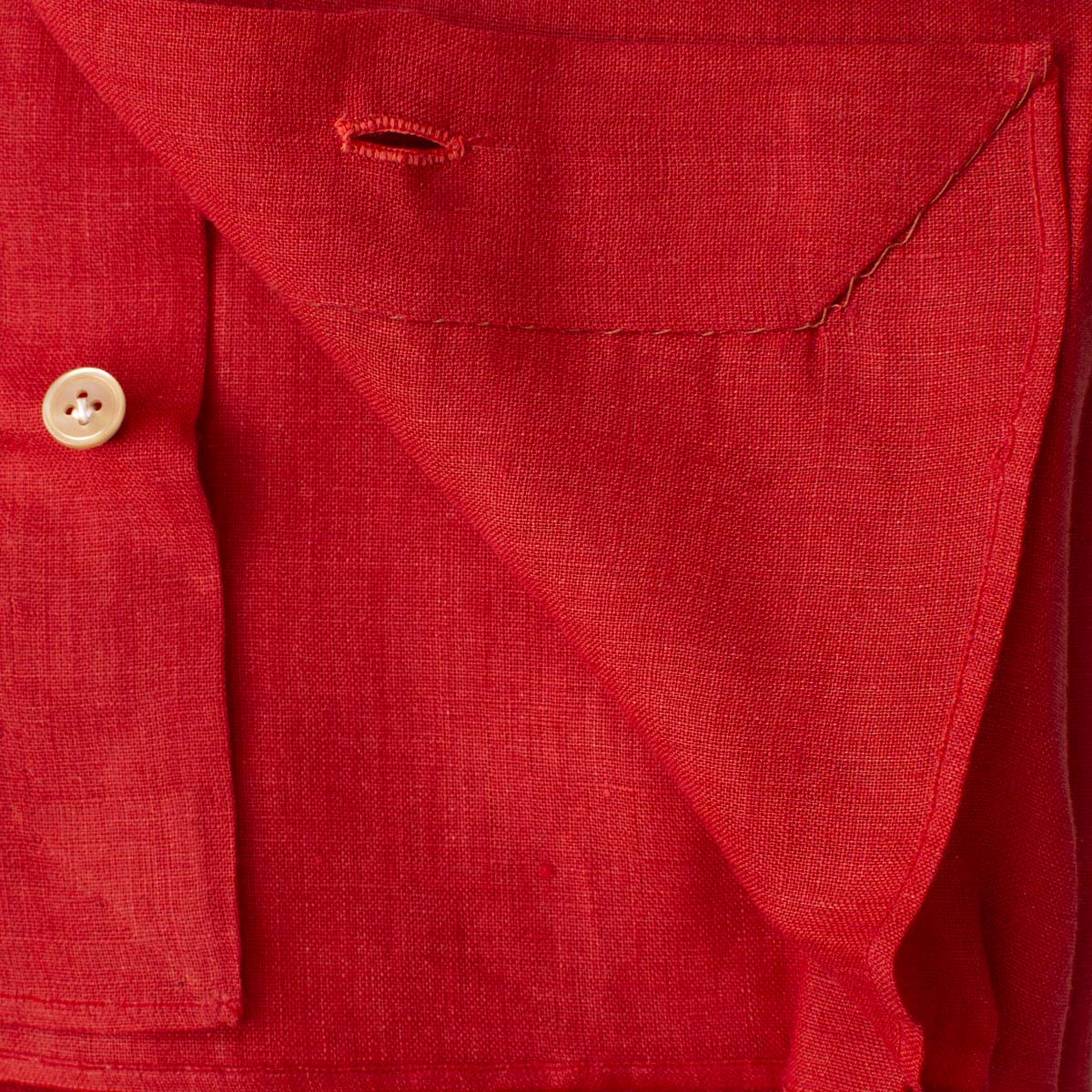 100% Red Linen shirt made with 12 steps by hand