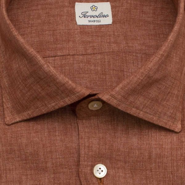 100% Tobacco Linen shirt made with 12 steps by hand