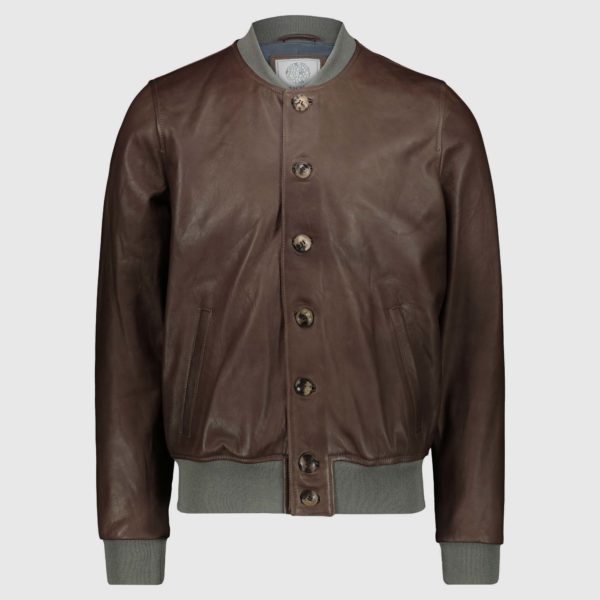 Bomber jacket in a brown natural leather