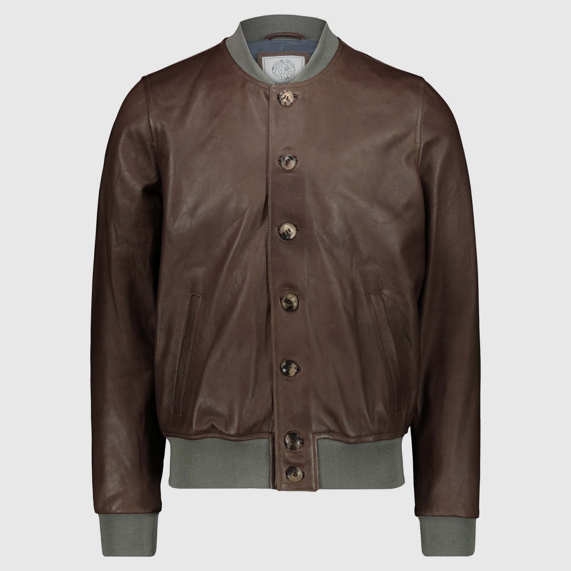 Bomber jacket in a brown natural leather –