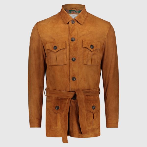 Natural-colored leather suede safari Jacket