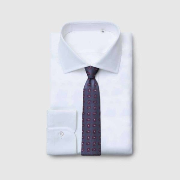 Blue Silk Tie with burgundy Paisley motif