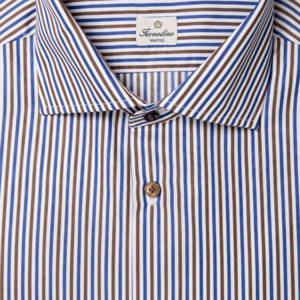 Brown and Blue Twelve Steps striped shirt