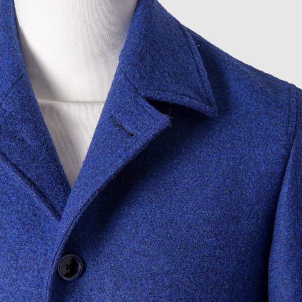 Cappotto blu elettrico modello stelvio in Lana