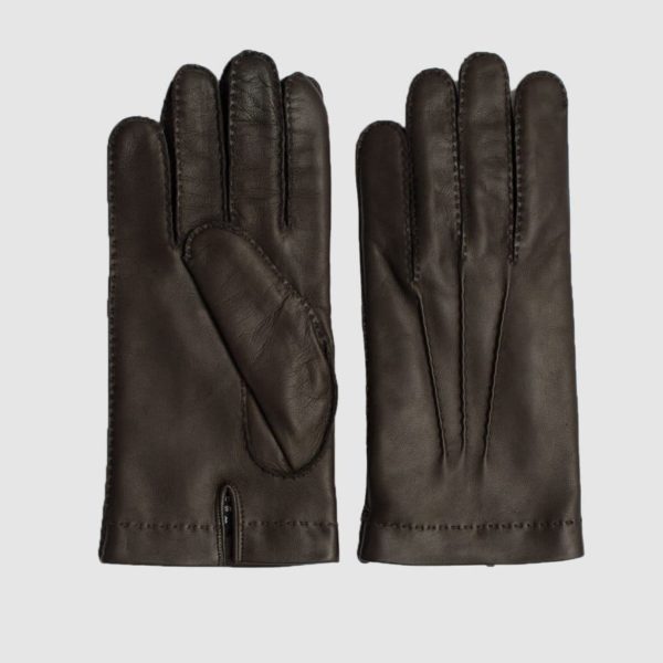 Brown Nappa glove lined in cashmere