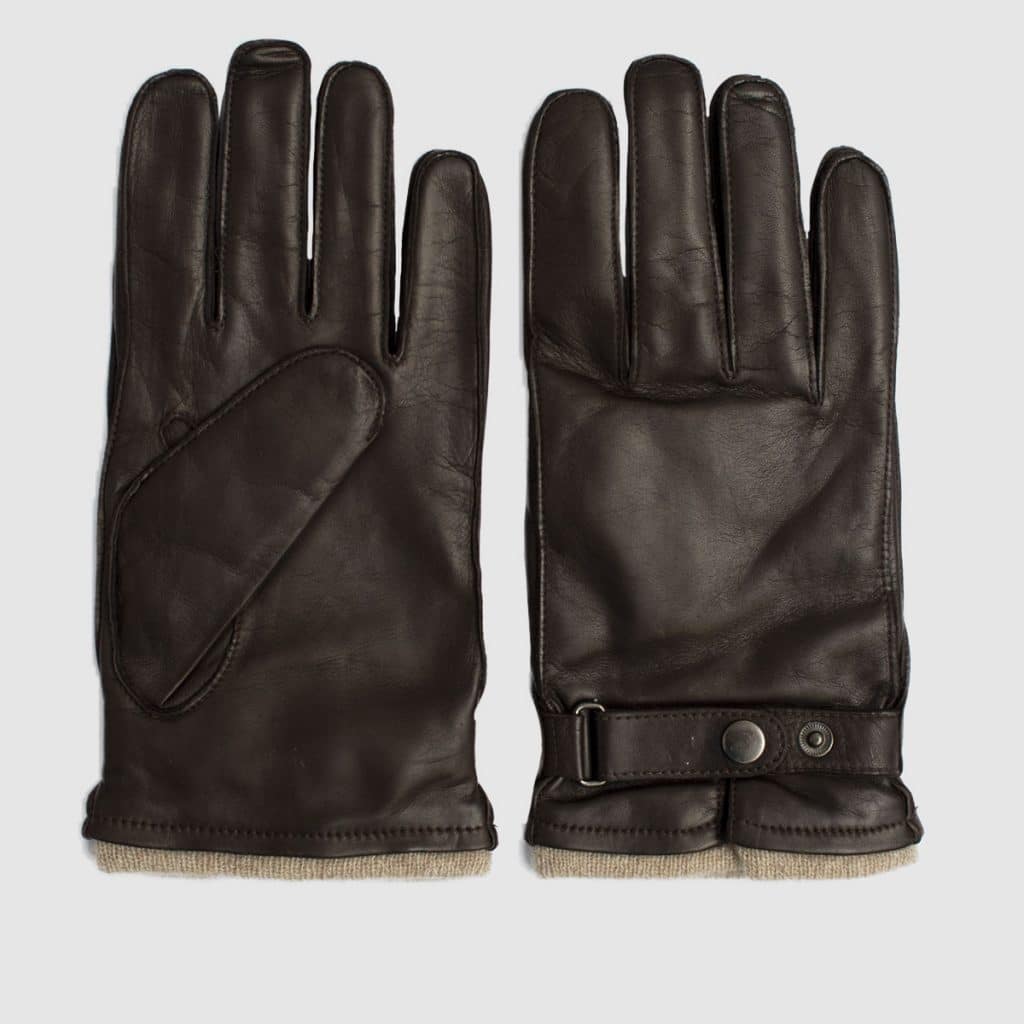 Brown nappa Leather gloves with cashmere lining –