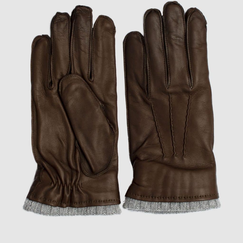 Brown Nappa Gloves with cashmere lining –