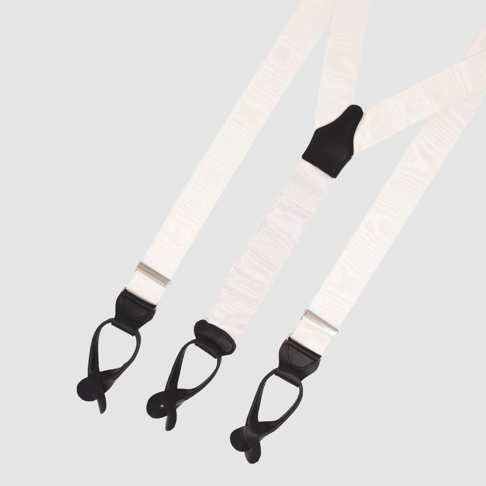 White Moire – Button Only – Silk Suspenders Serà Fine Silk on sale 2022