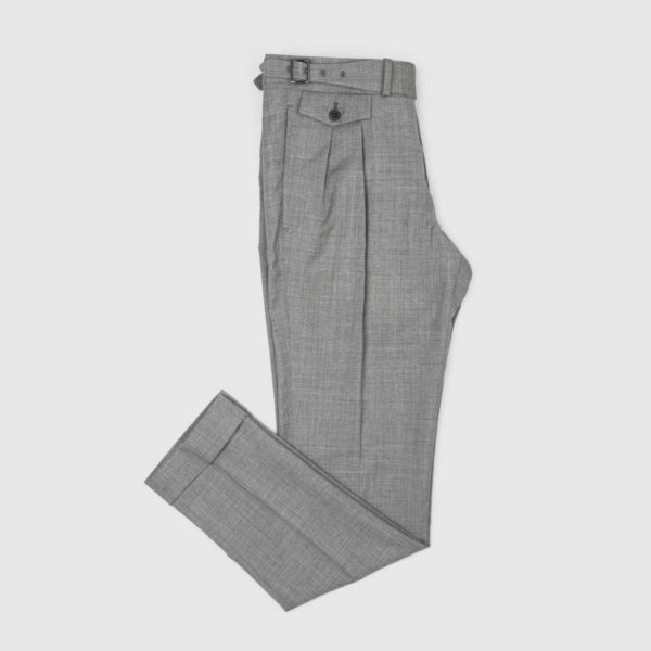 Gray Cotton Wool Two Pleats Trousers