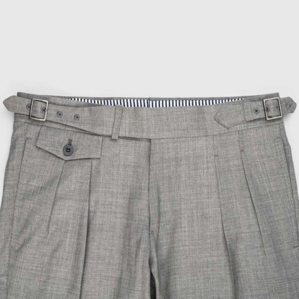 Gray Cotton Wool Two Pleats Trousers