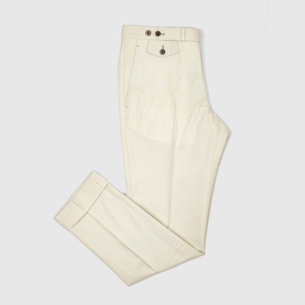 Beige Cotton Linen Chino Trousers