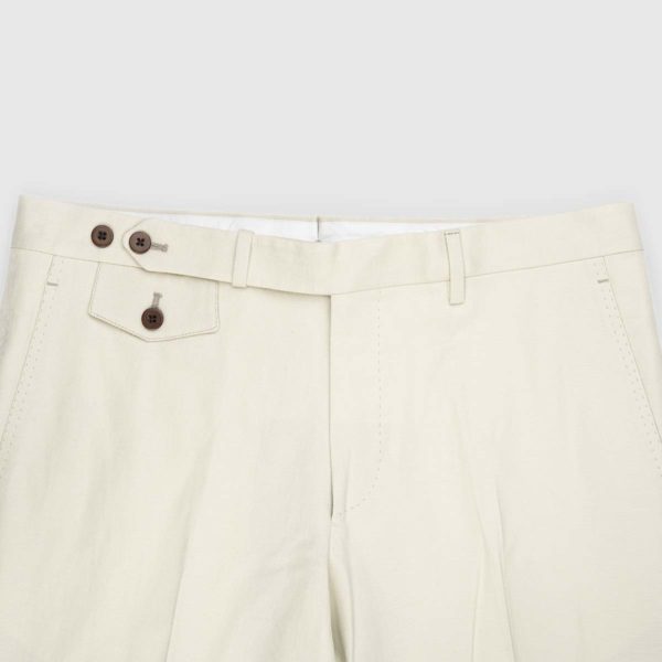 Beige Cotton Linen Chino Trousers