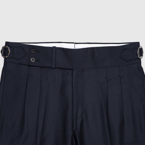 Dark Blue Two Pleats 120’s Trousers