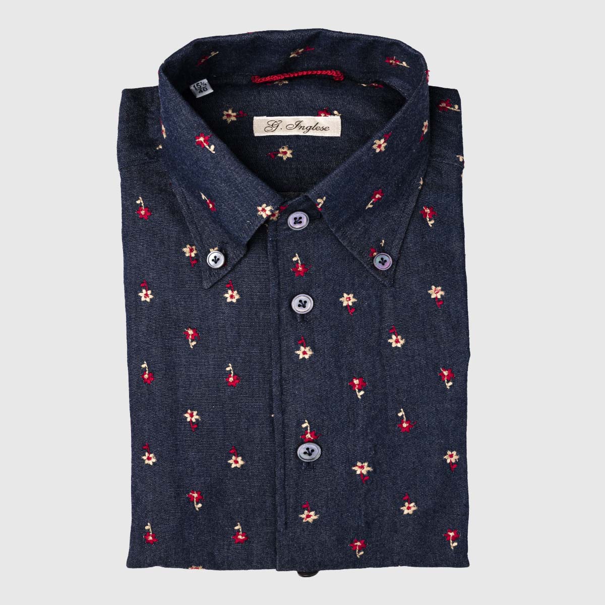 Anacapri Polo Shirt in Embroidered Blue Denim G. Inglese on sale 2022 3