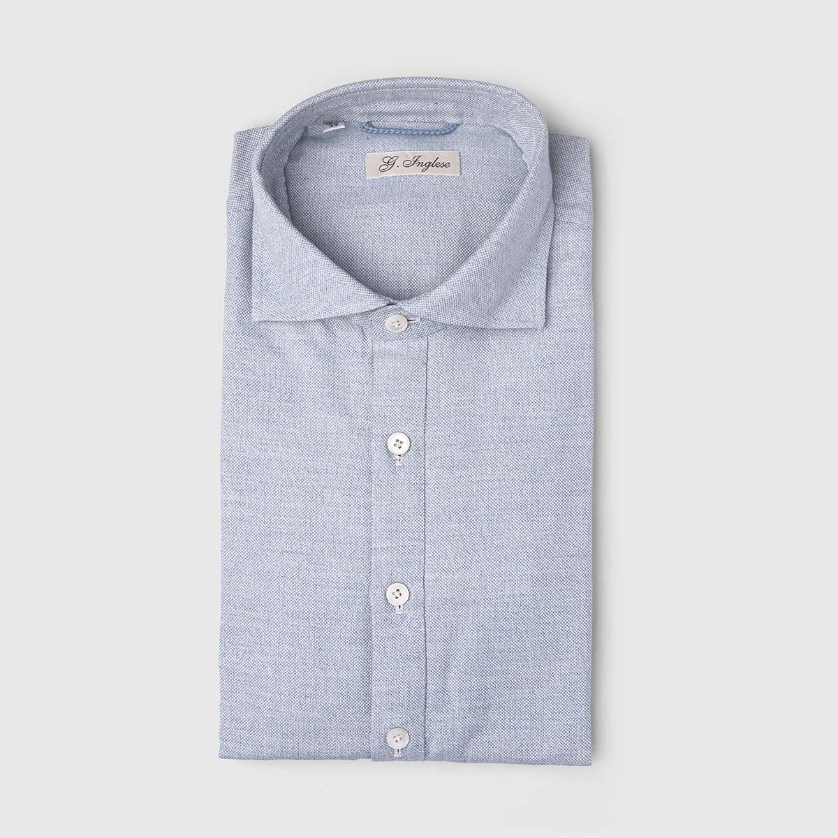 Collared Brushed Polo Shirt in Light Blue G. Inglese on sale 2022