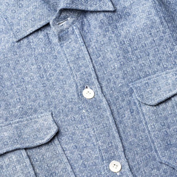 Jacquard Linen Overshirt in Light Blue