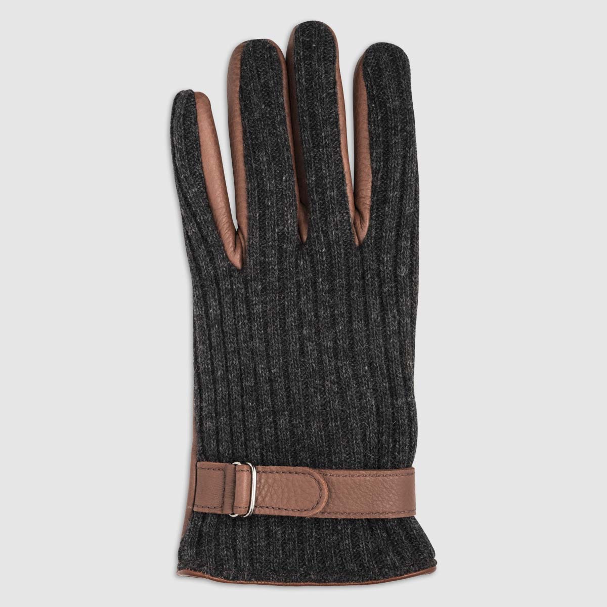 Wool Glove with Leather Palm and Cashmere Lining in Chestnut – 8.5