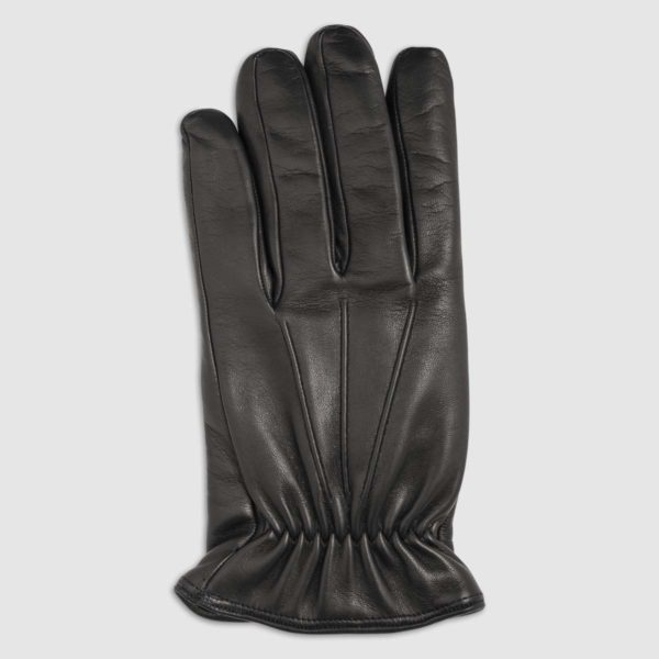 Touchscreen Nappa Leather Glove with Wool Lining in Black