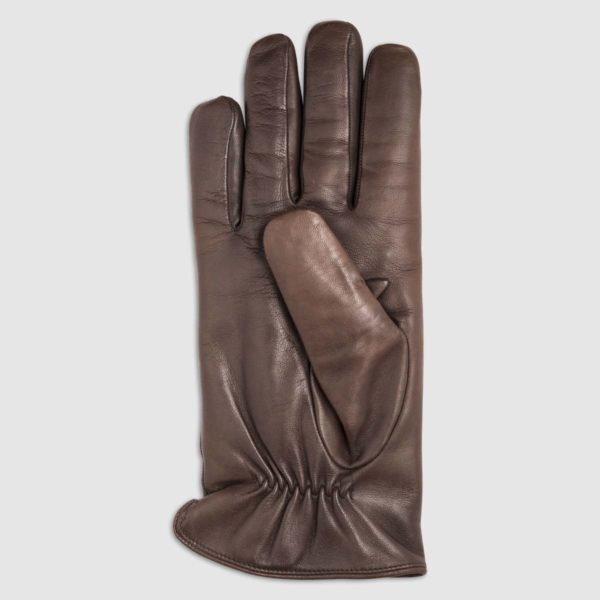 Nappa Leather Glove with Lapin Lining in Brown