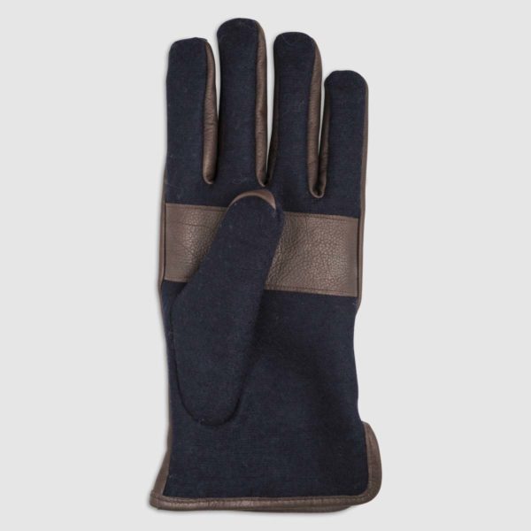 Wool Glove with Leather Details in Blue