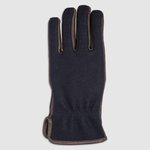 Wool Glove with Leather Details in Blue