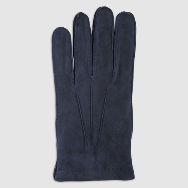 Suede Glove with Cashmere Lining in Blue