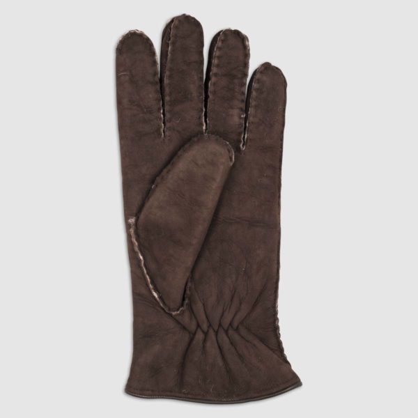 Leather Glove with Shearling Lining in Brown
