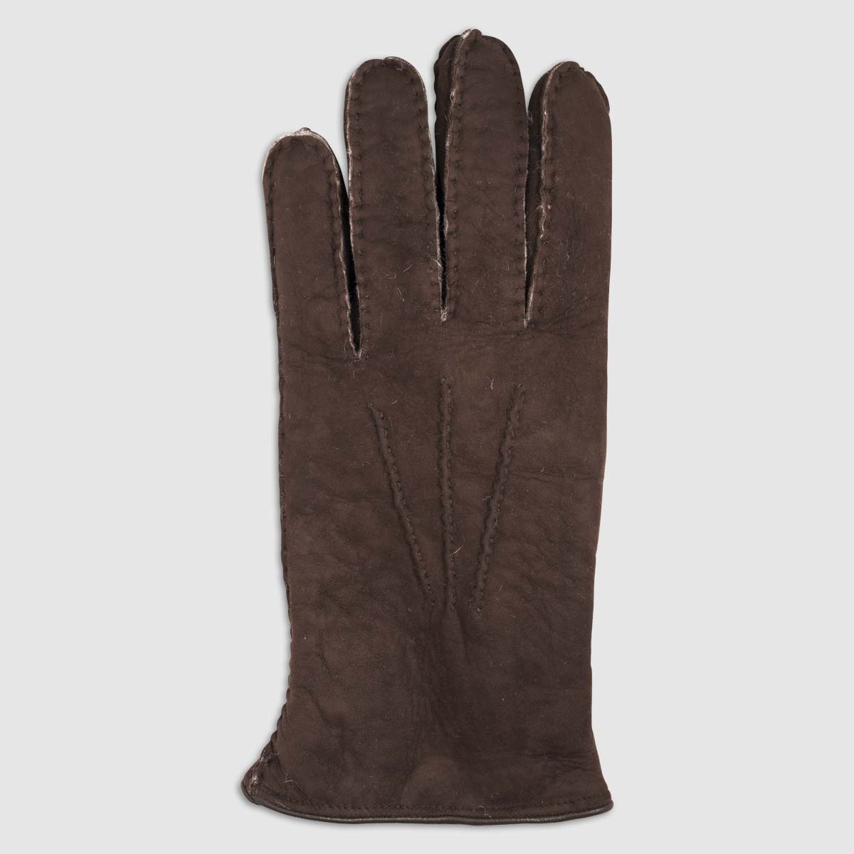 Leather Glove with Shearling Lining in Brown – 8.5