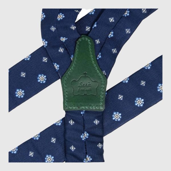 Blue flowers Pattern Jacquard Silk Suspenders