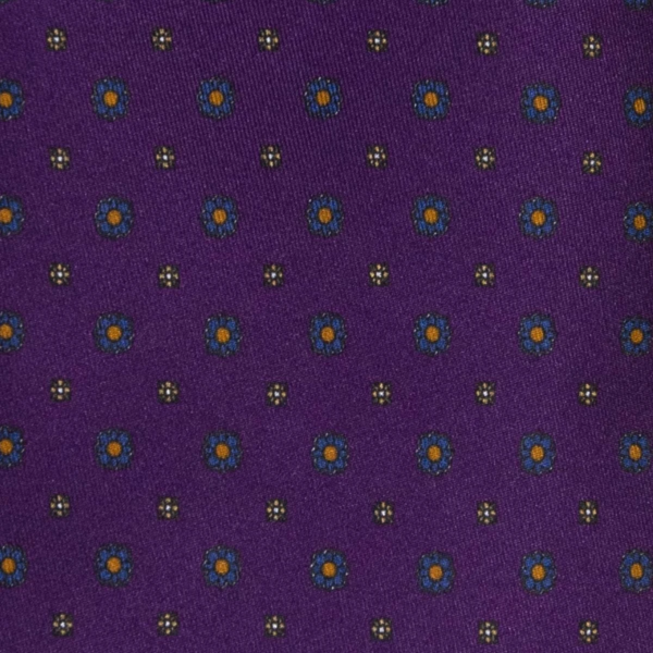 Purple with small flowers Pattern Silk Tie