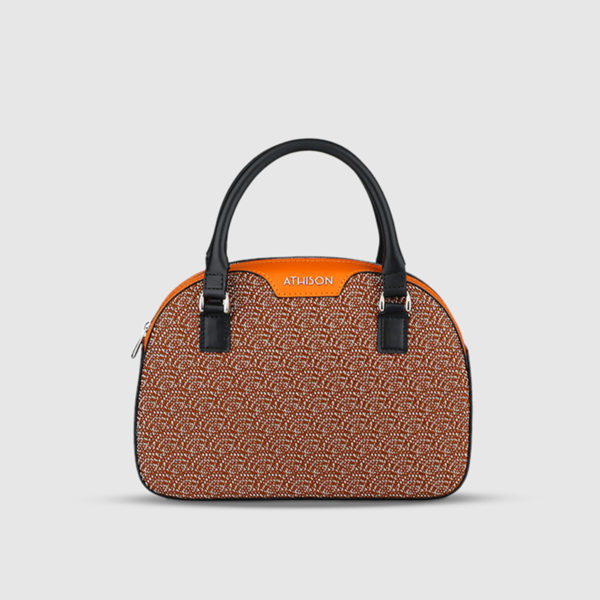 Athison Orange Cotton & Viscose Handbag