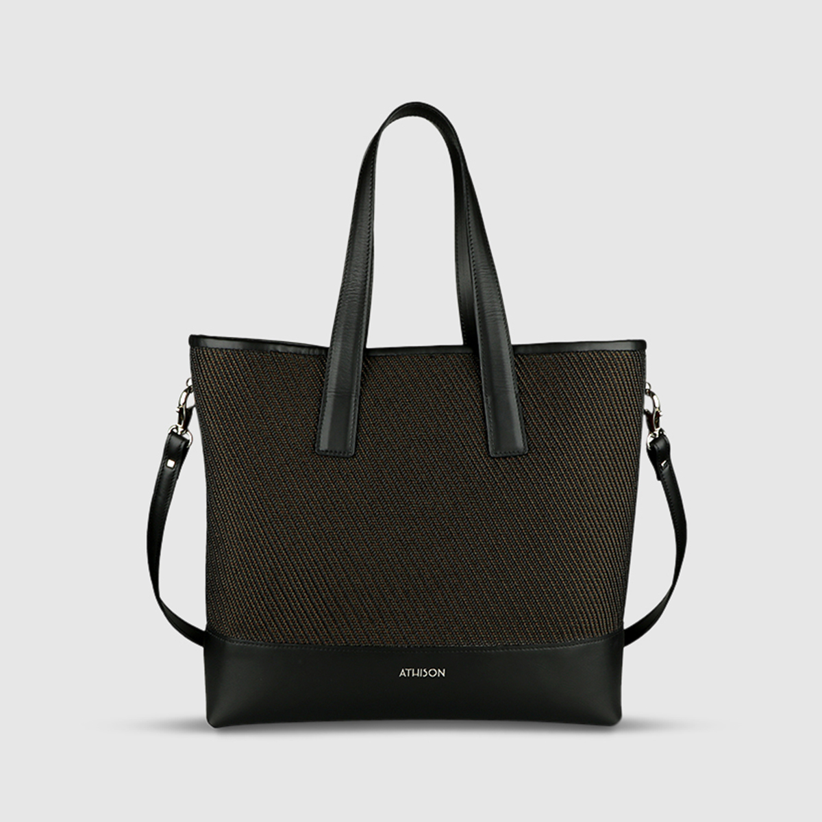 Athison Cotton & Leather Tote Bag