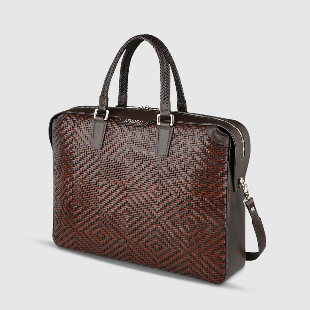 Athison Brown Leather Bag Athison on sale 2022 2