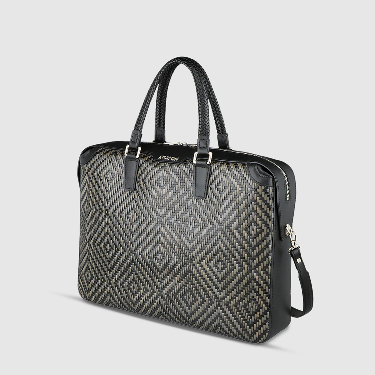 Athison Gray/Black Leather Bag
