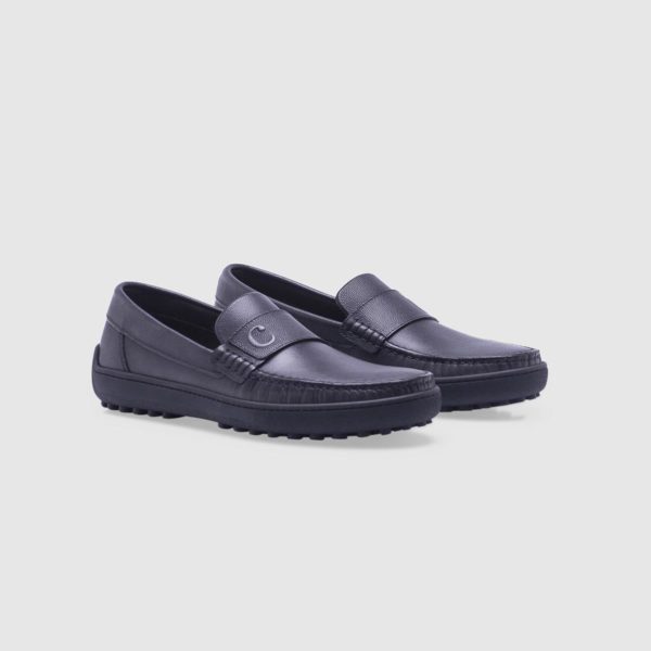 Grey loafer in tumbled calf leather